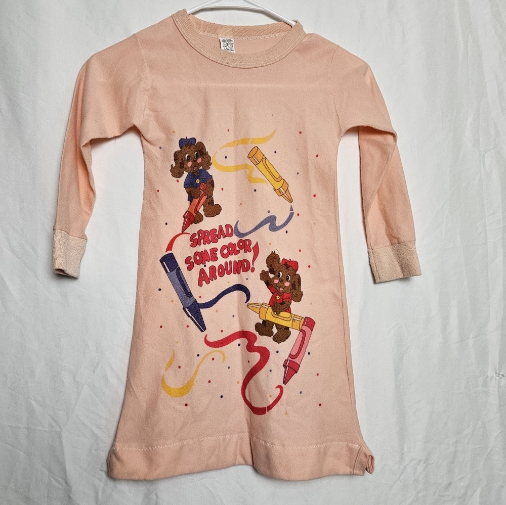Vintage 80's Girls Light Pink Nightgown Size 6 Made In USA